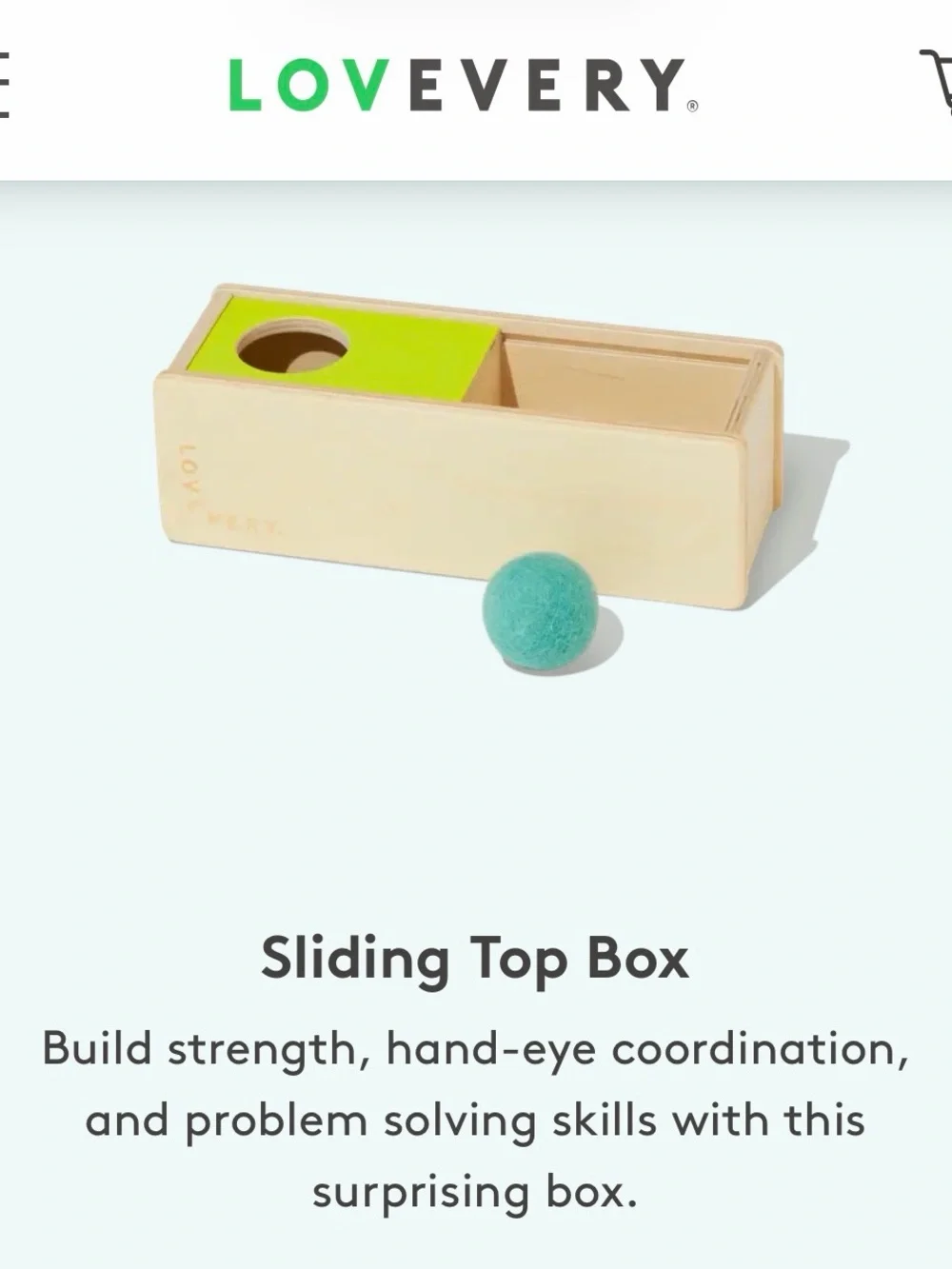 Lovevery Set of Sliding Top Box and Ball Drop Box wooden Montessori style toys